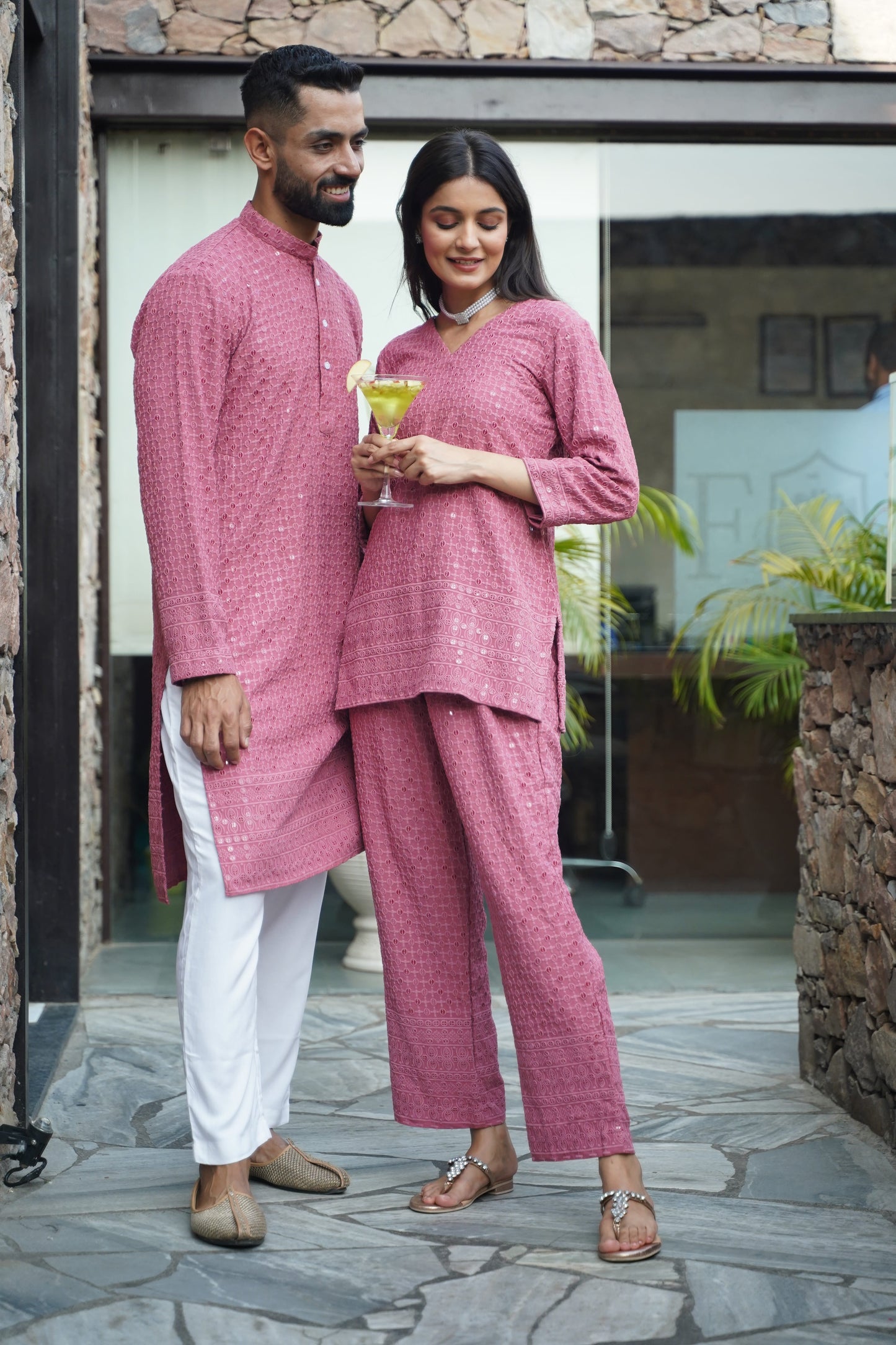 Men's Plus Size Onion Sequinned Kurta Pajama