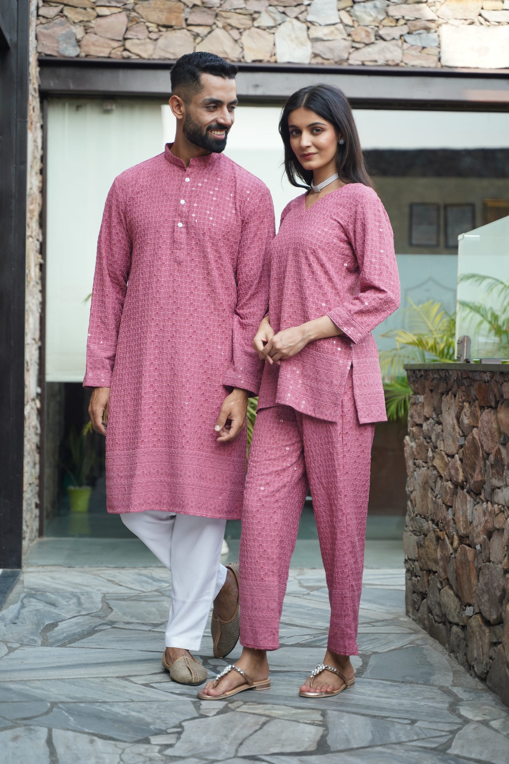 Men's Plus Size Onion Sequinned Kurta Pajama