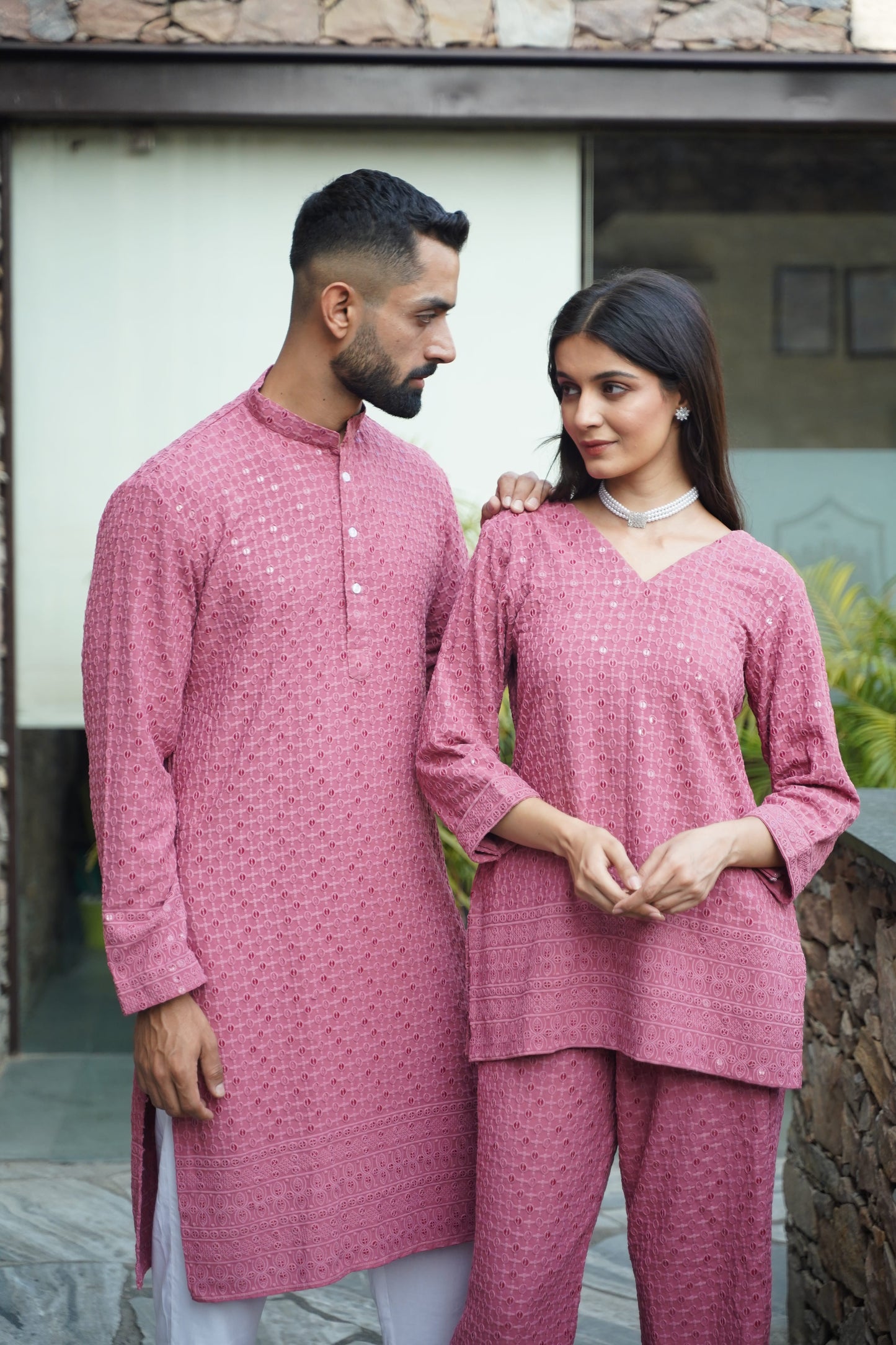 Men's Plus Size Onion Sequinned Kurta Pajama