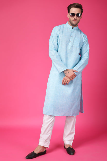 Men's Plus Size Serene Sky Textured Kurta Pajama
