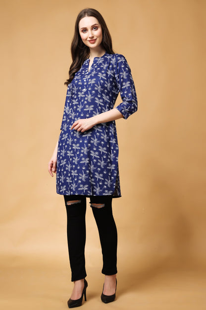 Woman Plus Size Palmy Indigo Cotton Short Kurta