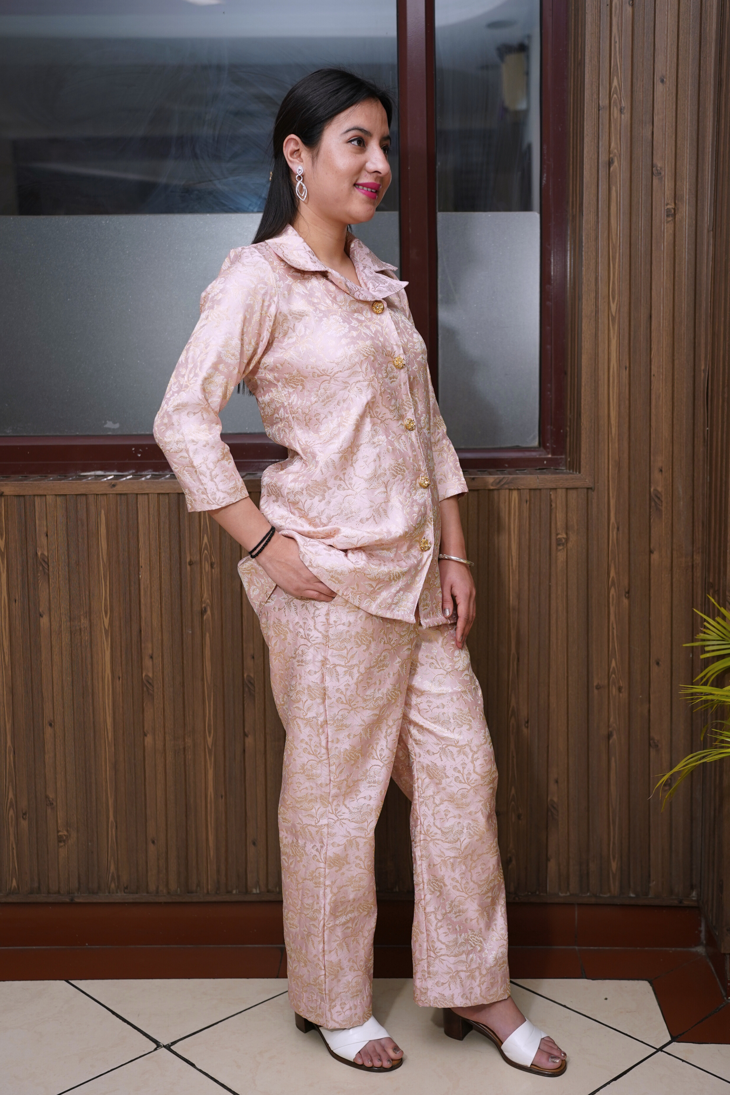 Opulent Pink Brocade Co-ord Set