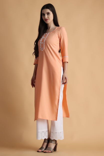 Women Plus Size Peach kurti and pant set | Apella