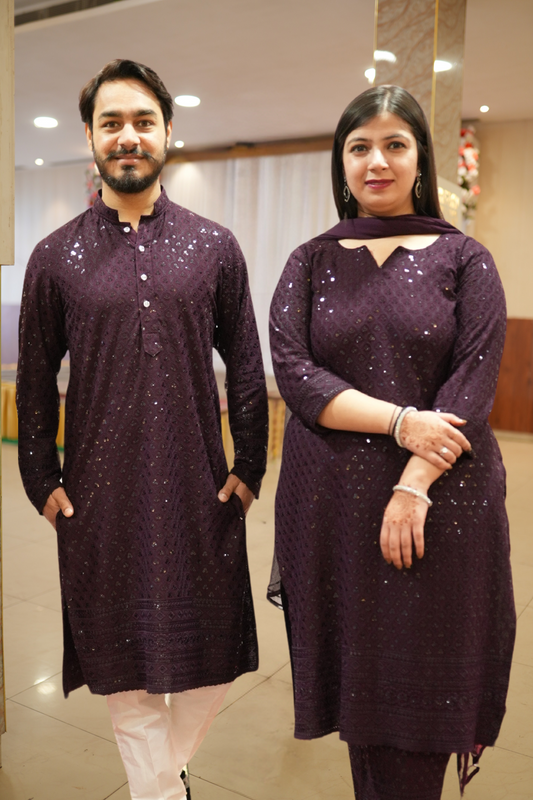Traditional Indian couple matching dress.