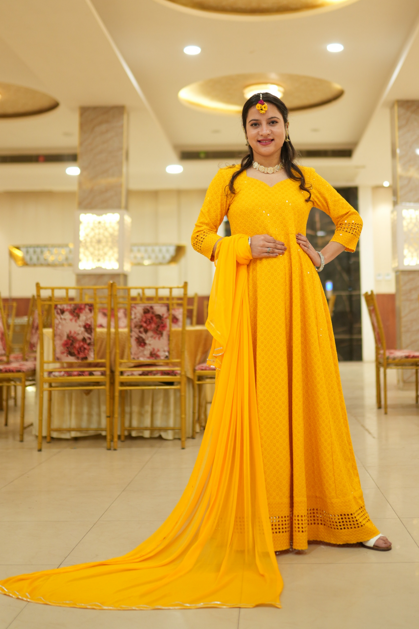Mustard Gold Sequined Couple Dress