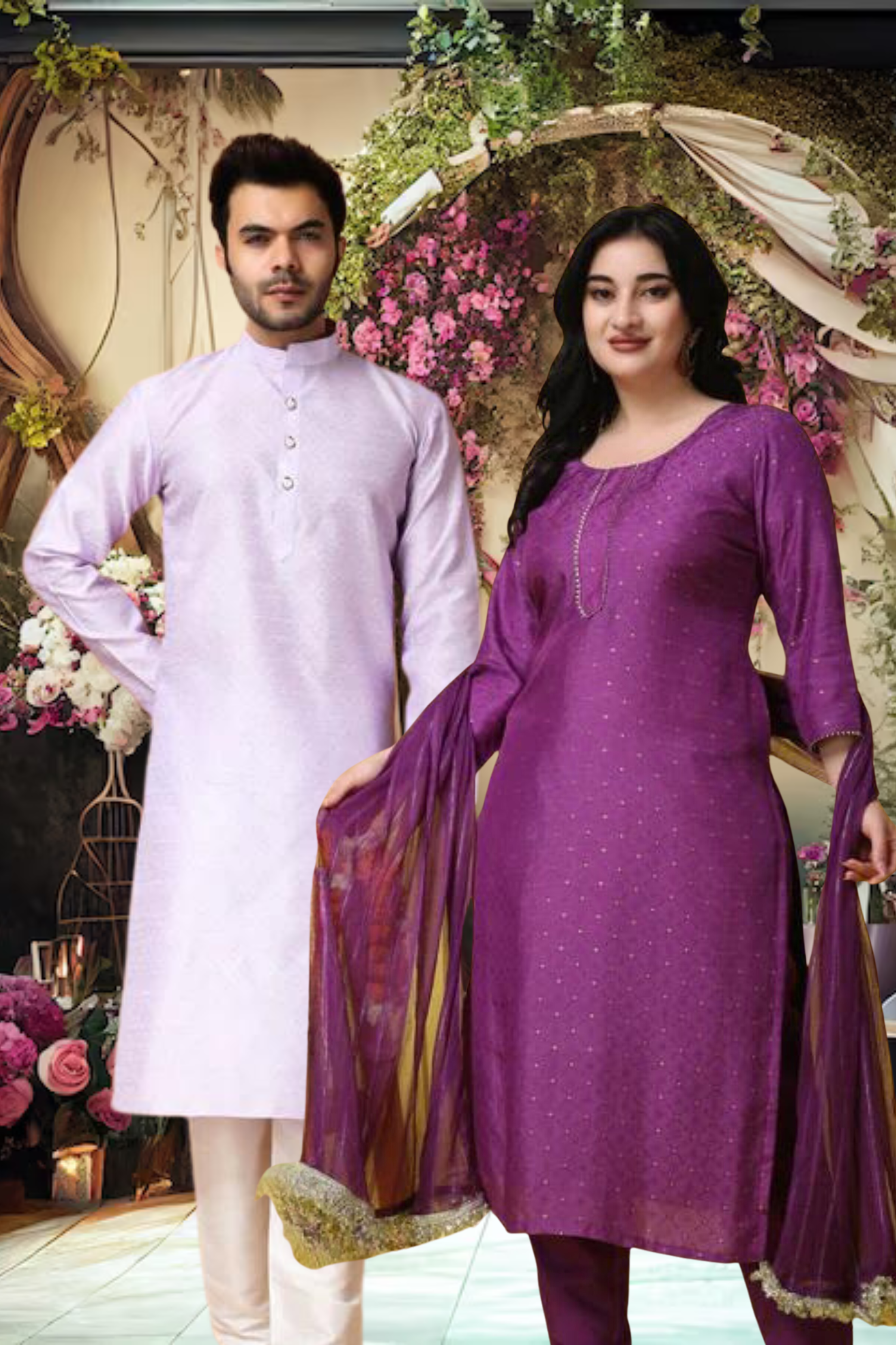 Couple Twinning Shirt and Kurta Set | Lable Rahul Singh