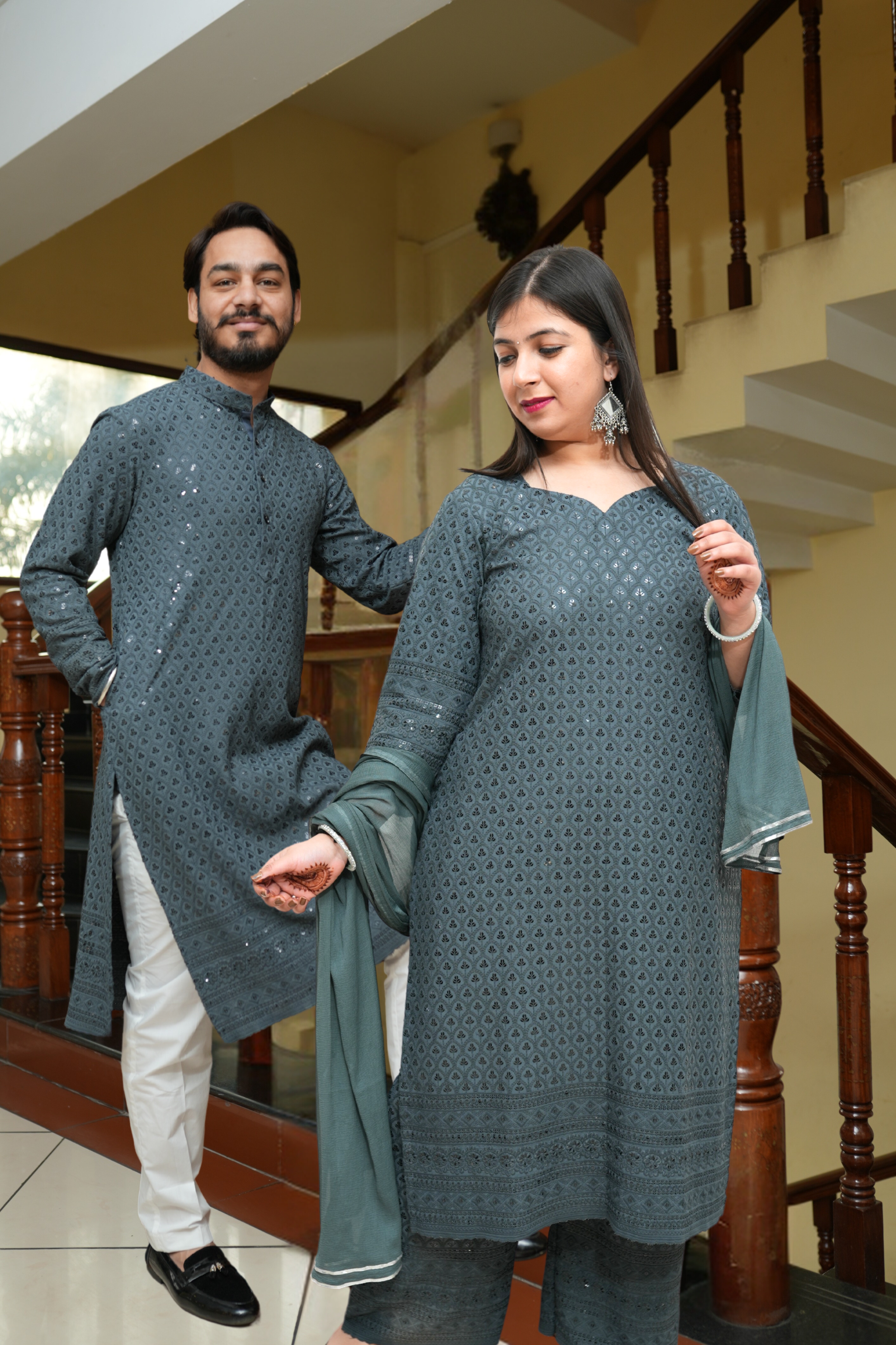 Beautiful Men's and Women's Red Pure Cotton Same Matching Couple wear –  mahezon