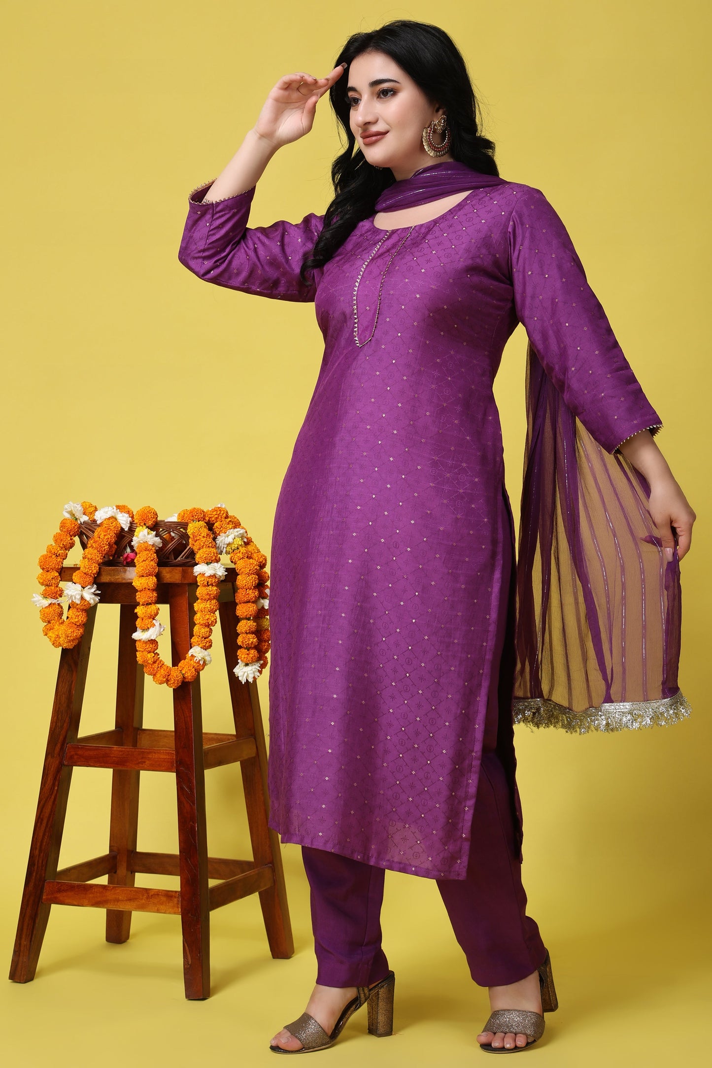 Purple Haze Muslin Suit Set