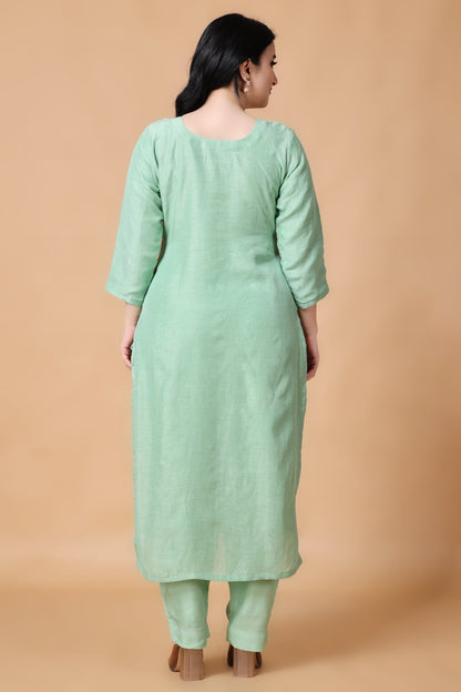 Woman Plus SizeCanton Jade Jacquard Linen Suit