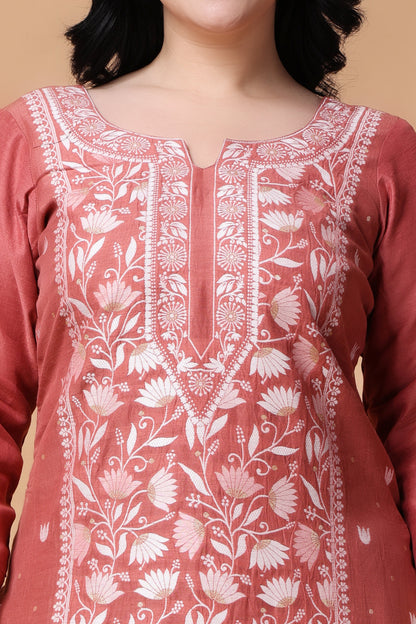 Woman Plus Size Spiced Onion Linen Jacquard Suit