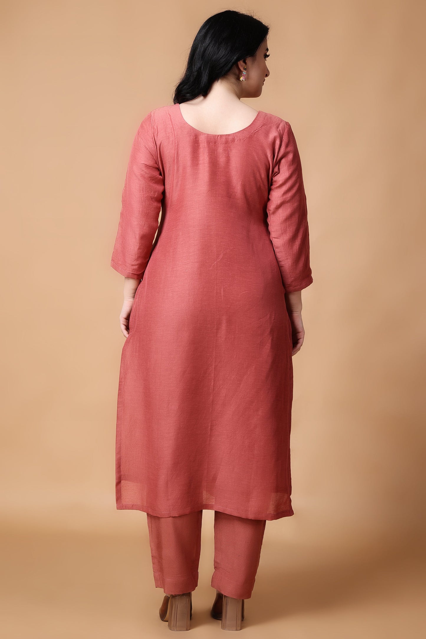 Woman Plus Size Spiced Onion Linen Jacquard Suit