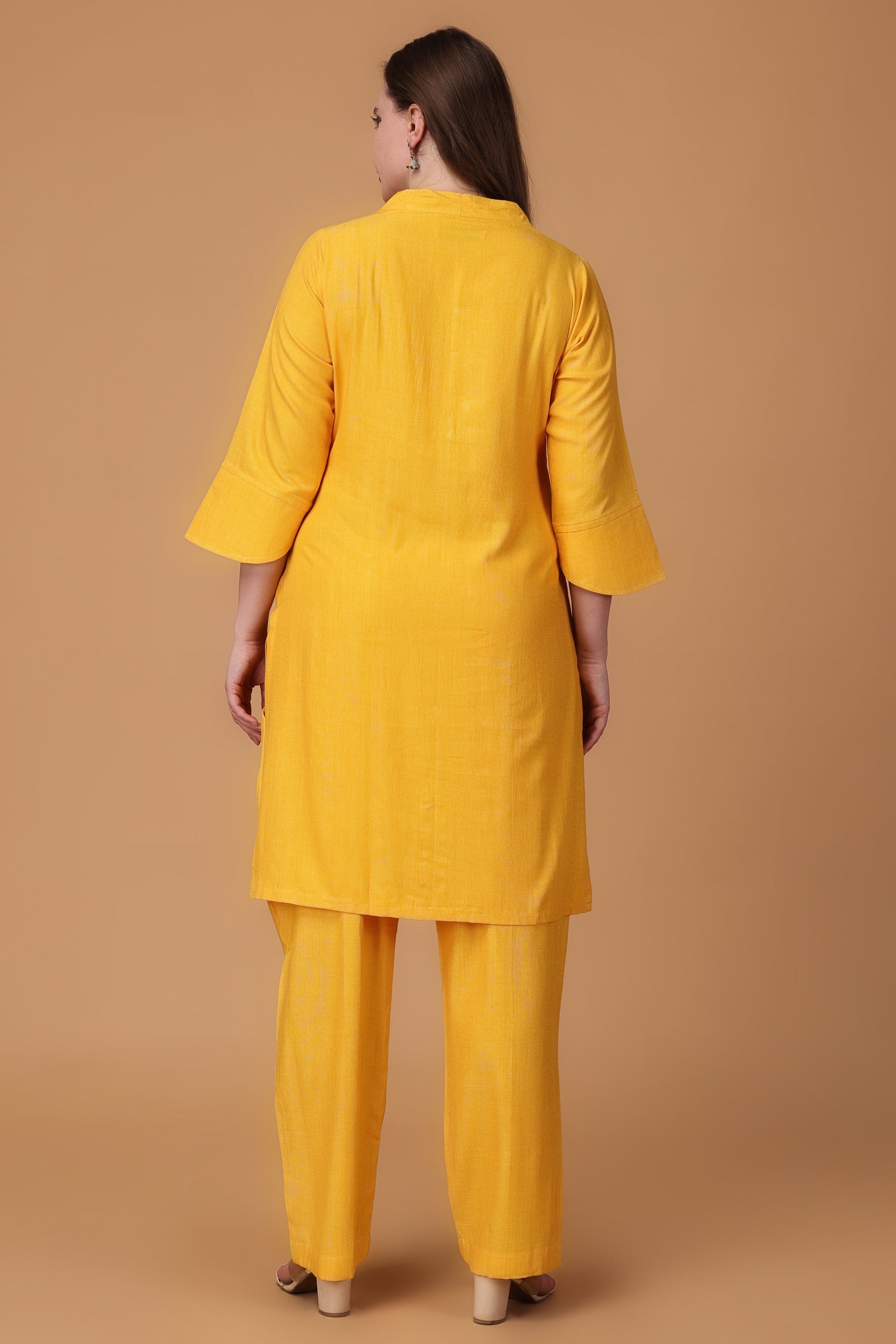 Women Plus size Sunlit Yellow Rayon Co-ord Set