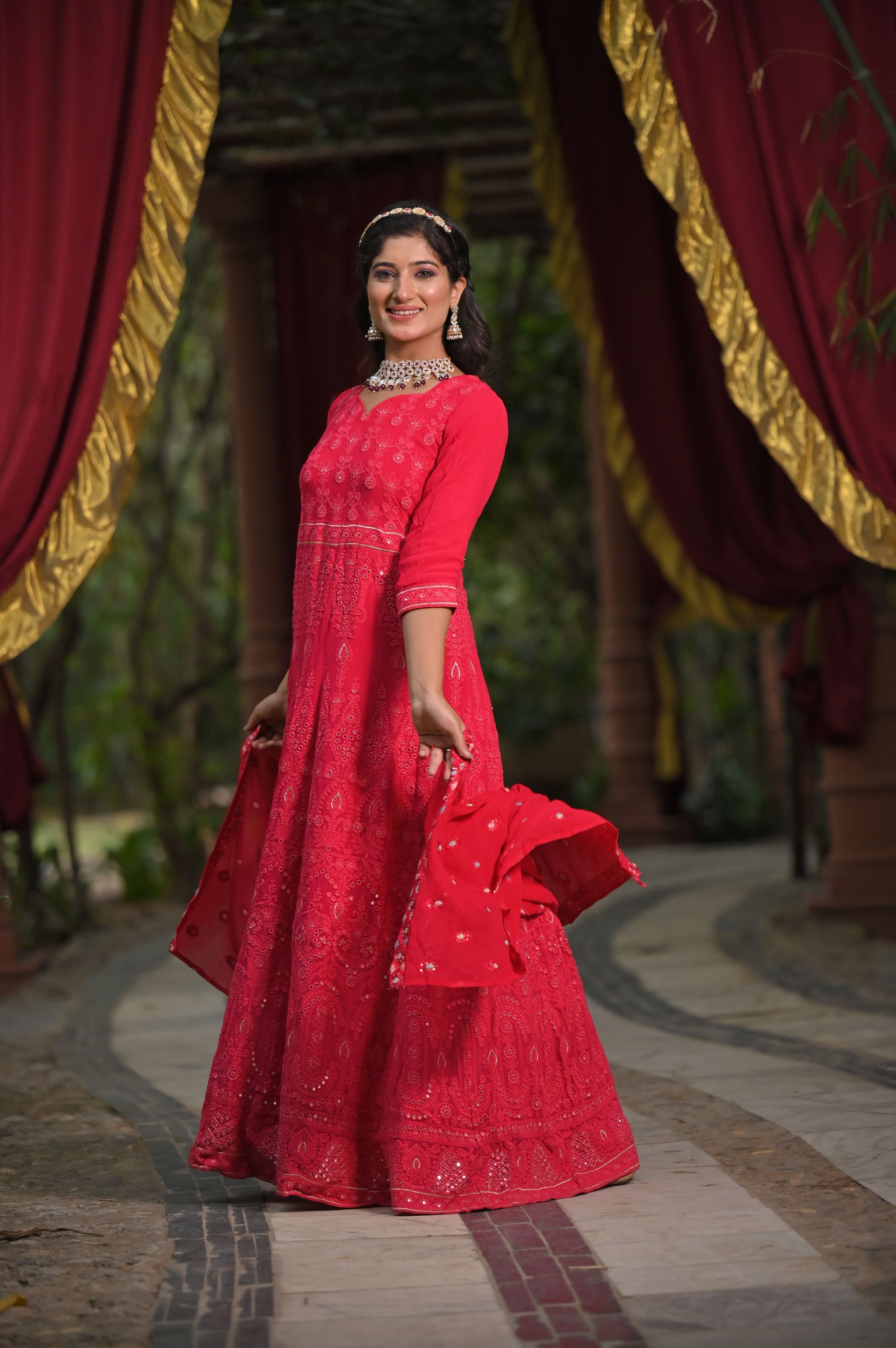 Women Plis Size Dazzling Rose Mirrored Dress