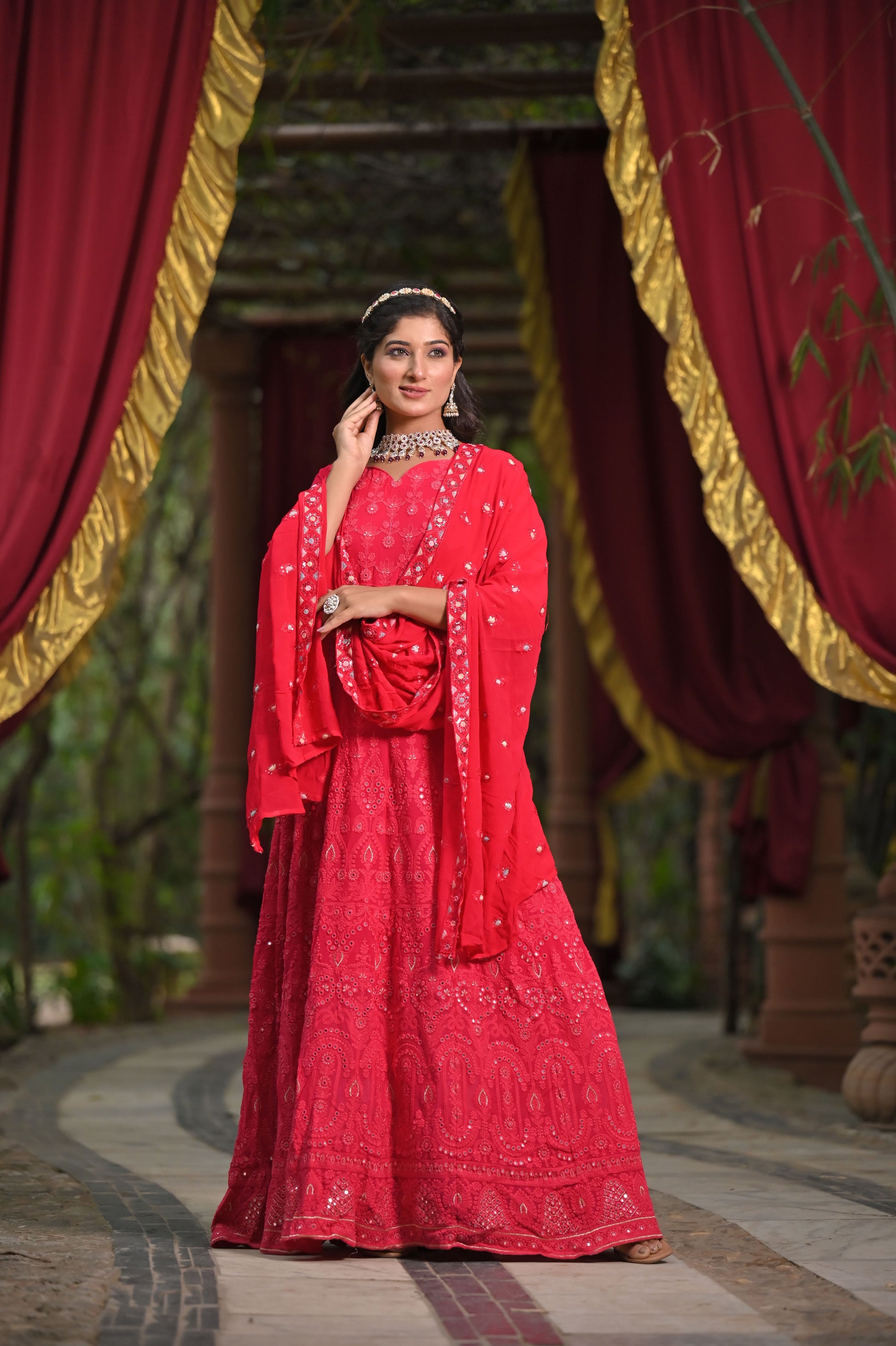 Women Plis Size Dazzling Rose Mirrored Dress
