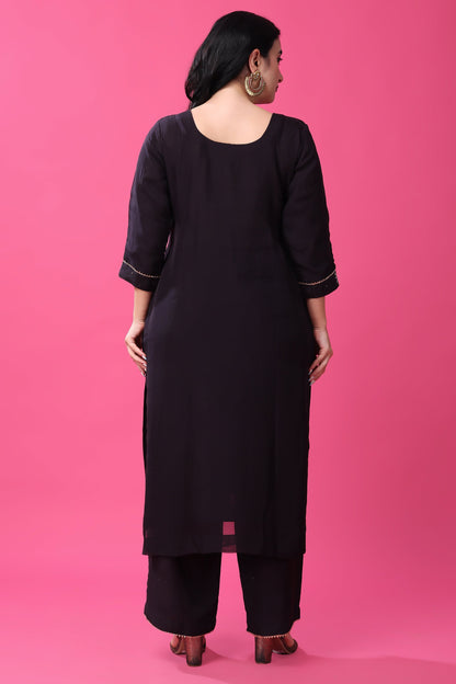 Women Plus Size Auburn Black Organza Suit Set