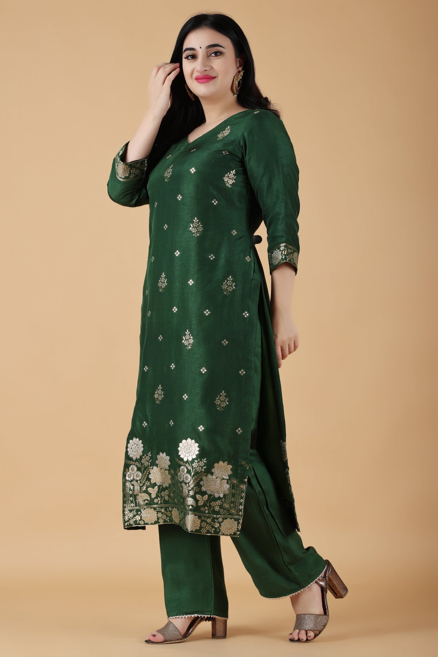 Green Vineyard Silk Dress Material