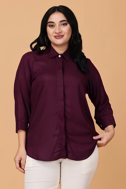 Exotic Wine Solid Rayon Shirt