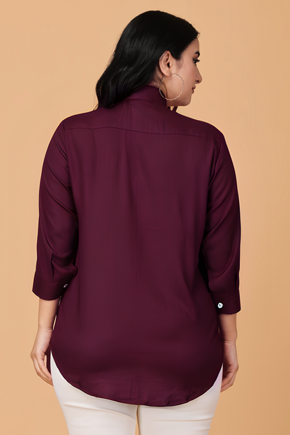 Exotic Wine Solid Rayon Shirt