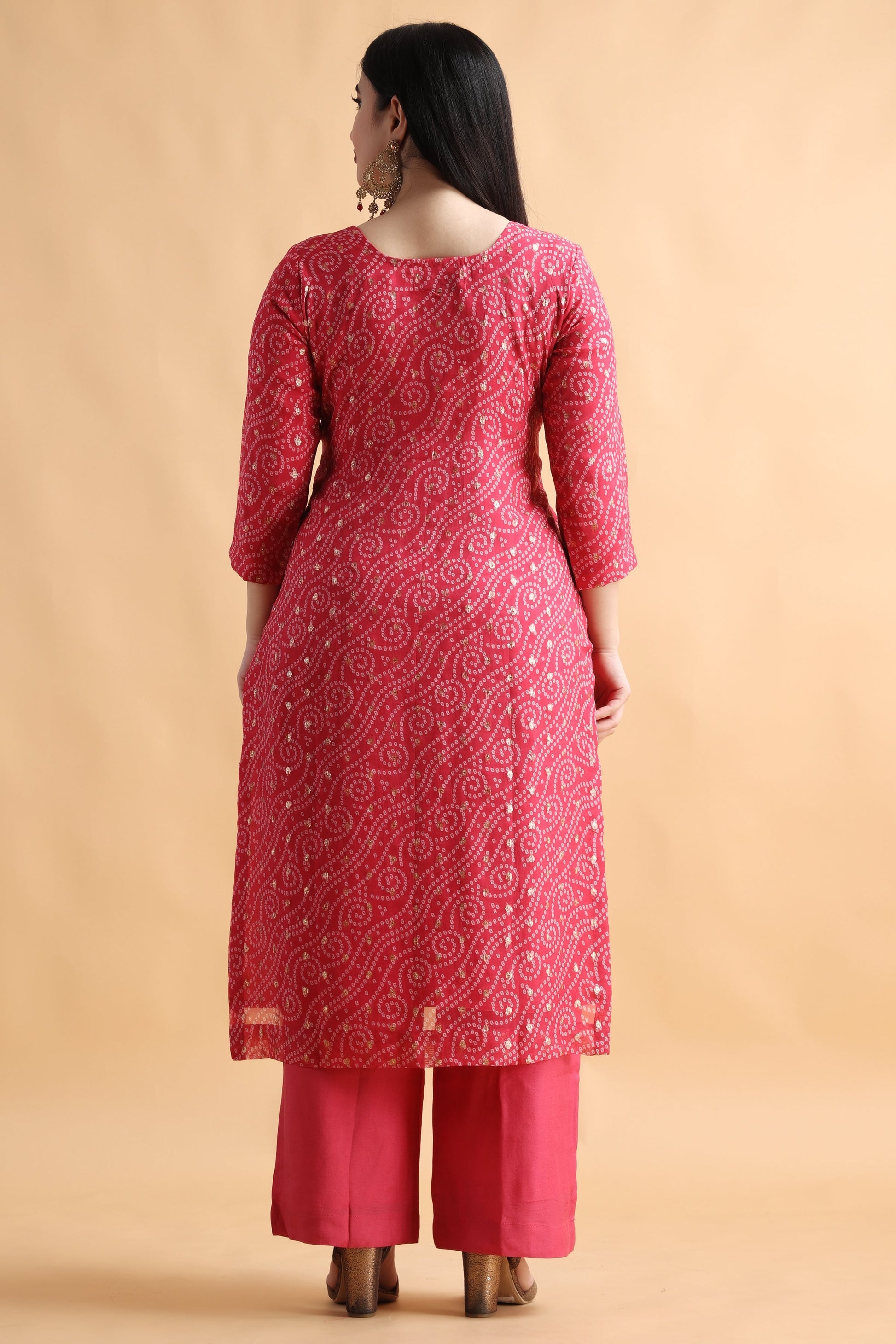 Women Plus Size Pink Fancy Party Wear Kurti with Dupatta Set| Apella