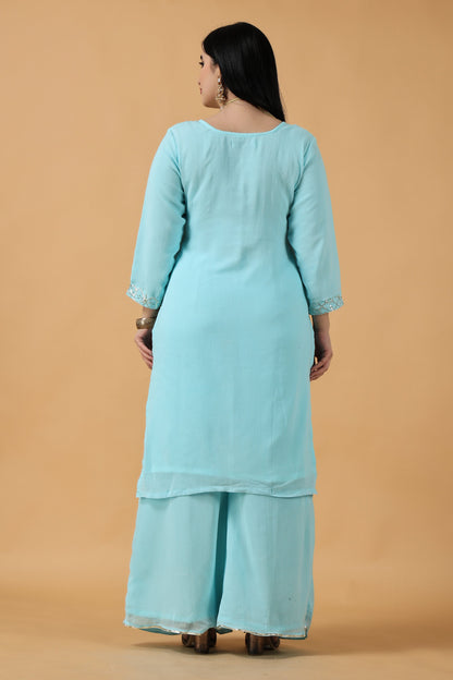 Diamond Blue Chikan Fancy Suit