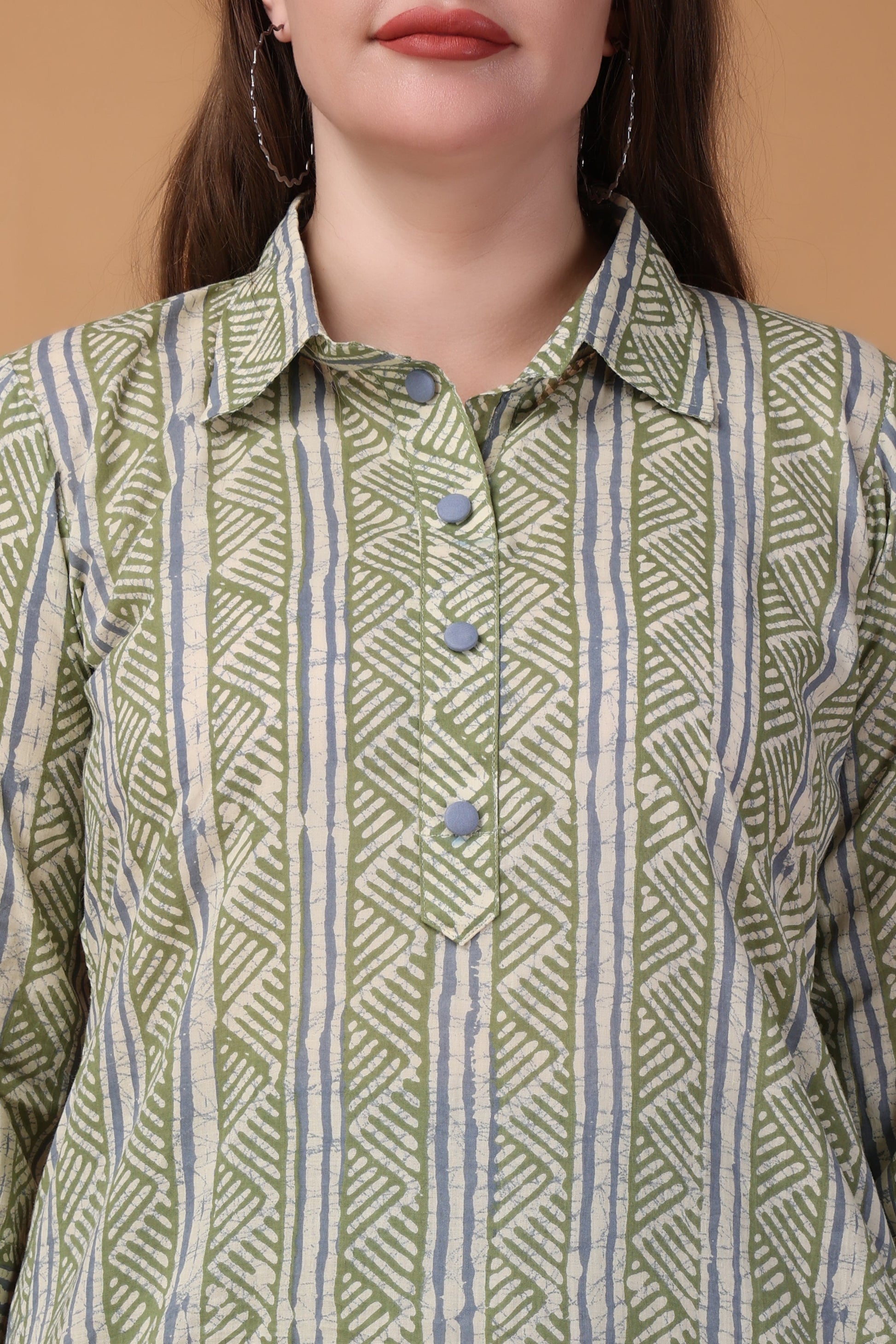 Women Plus Size Fresh Mint Cotton Short Kurta
