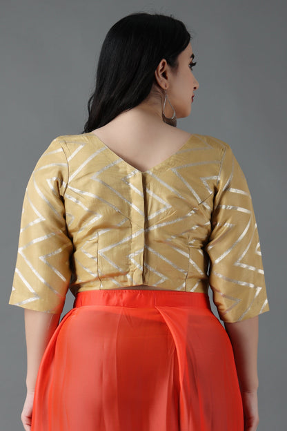 Women Plus Size Silk Golden Fancy Blouse