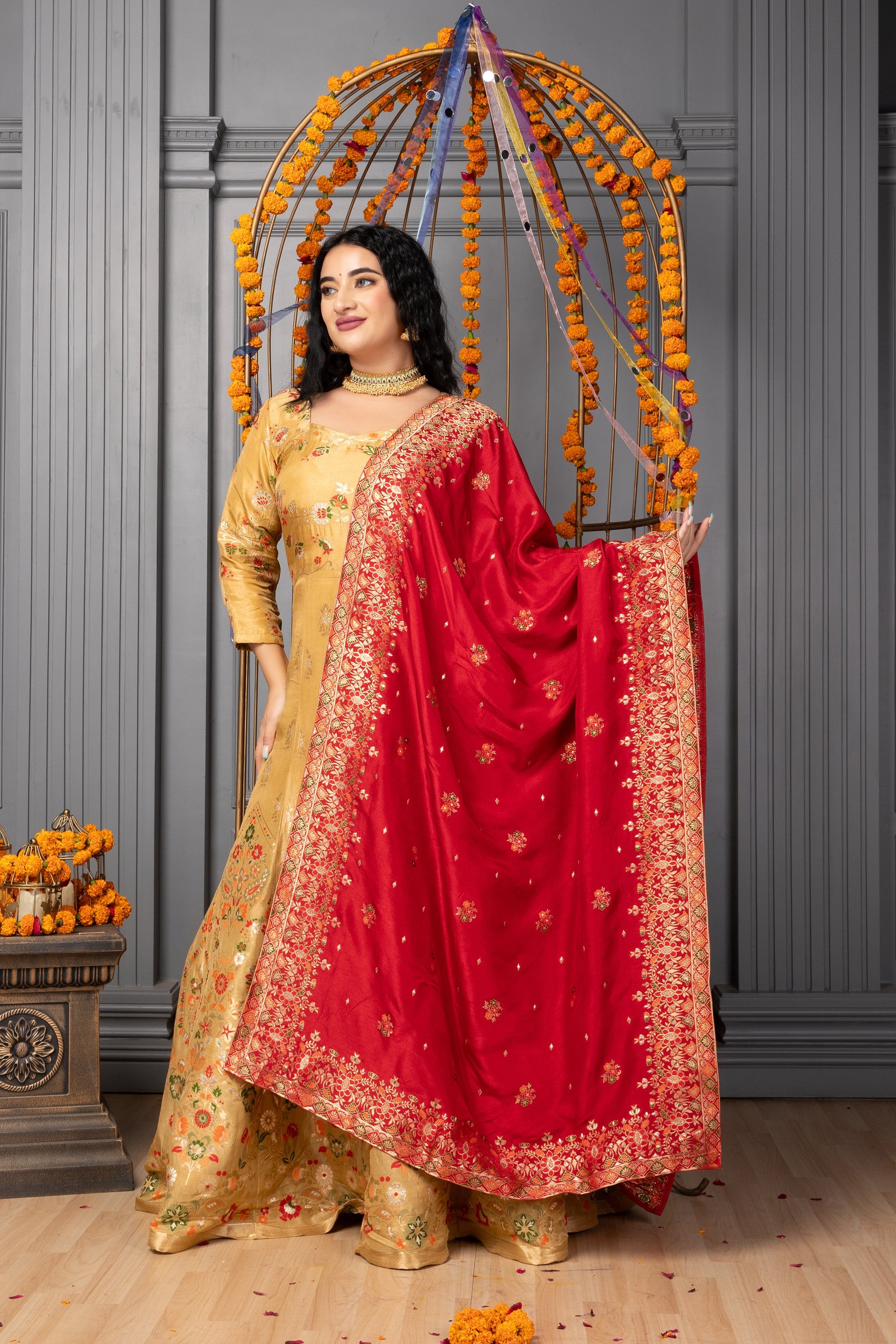 Women Plus Size Rajsi Vibhav Banarasi Silk Dress