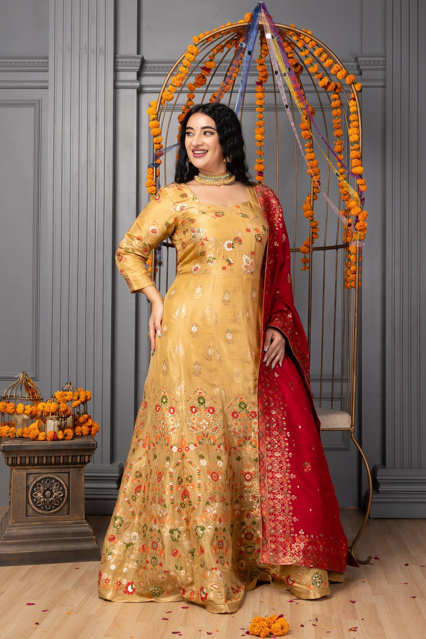 Women Plus Size Rajsi Vibhav Banarasi Silk Dress