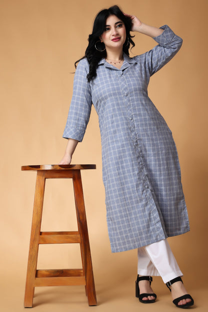 Women Plus Size Oceanic Ombre Cotton Kurta Set