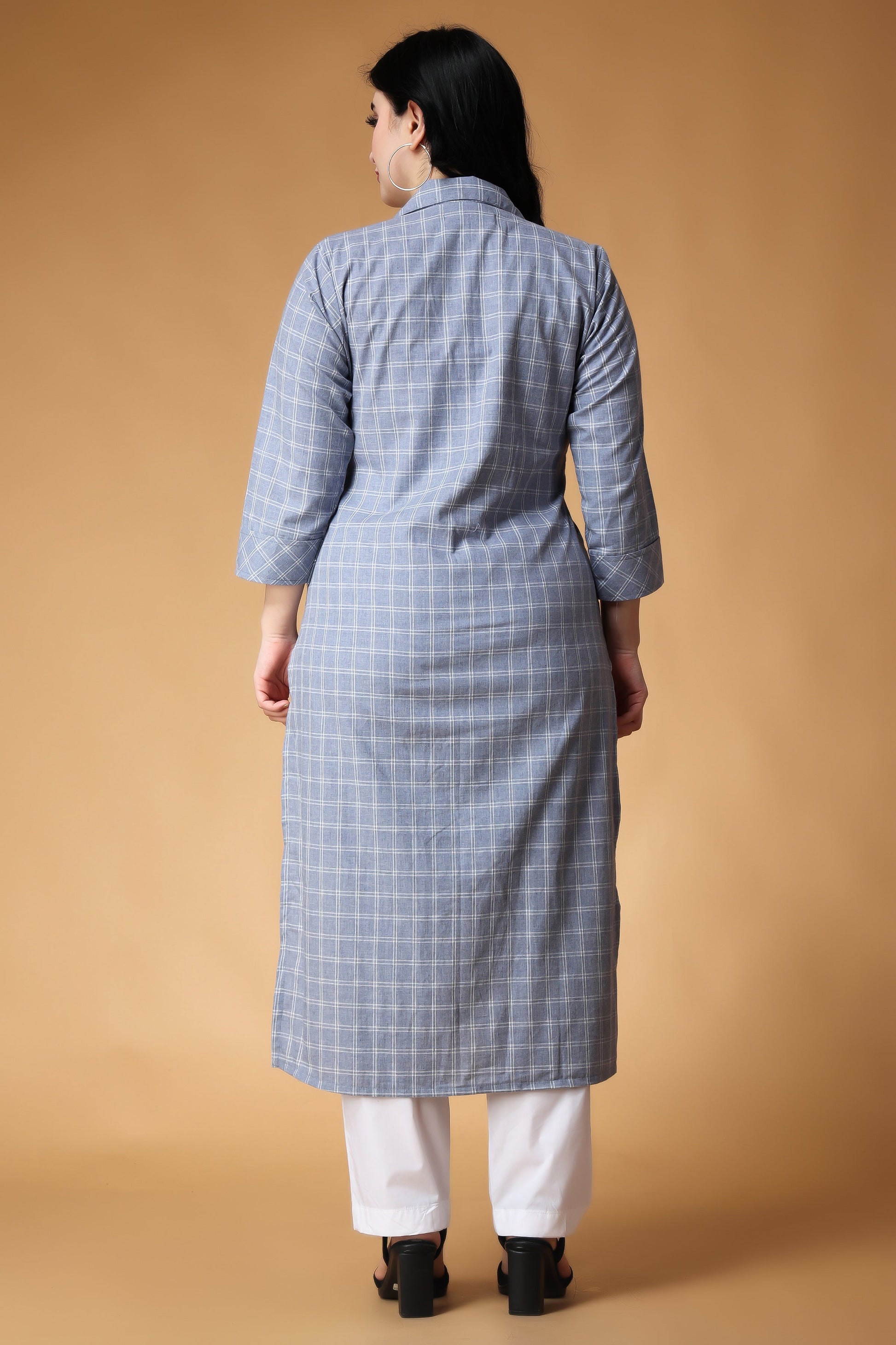 Women Plus Size Oceanic Ombre Cotton Kurta Set