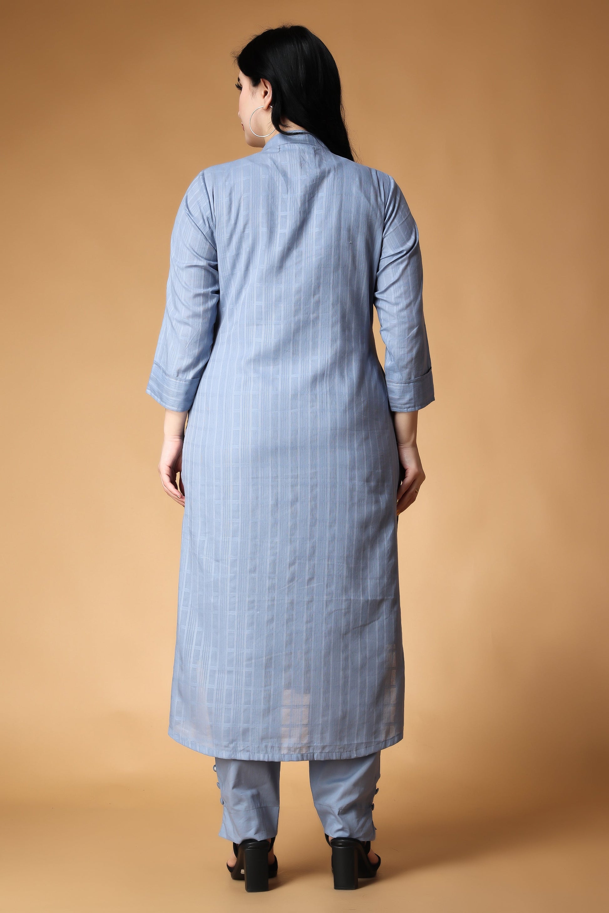 Women Plus Size Soft Sapphire Cotton Kurta Set