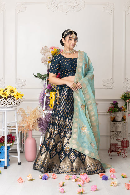 Women Plus Size Haril Dhvani Banarasi Silk Lehenga