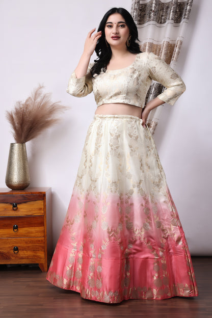Gulabi Saanjh Banarasi Silk Lehenga