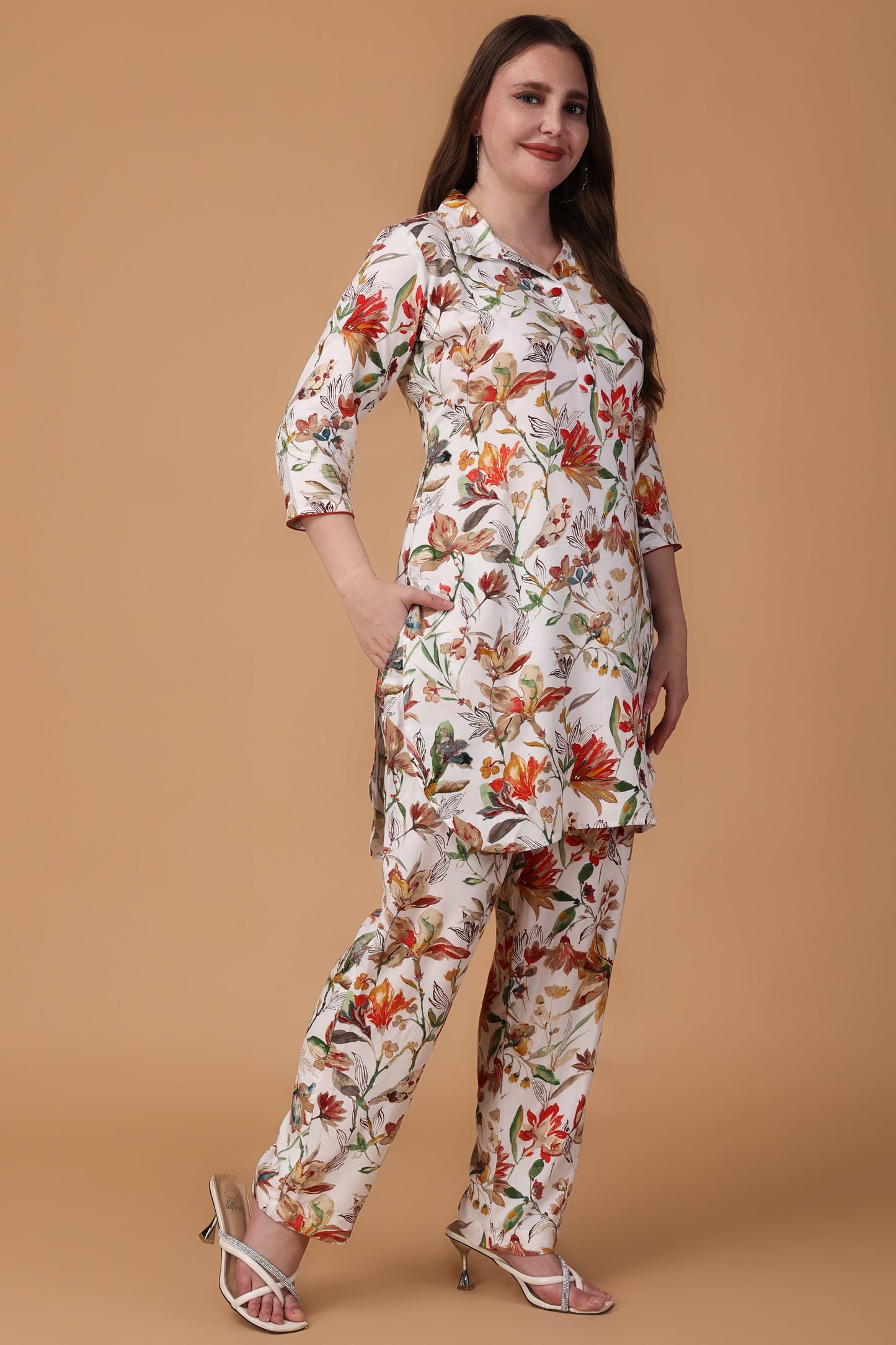 Women Plus Size Lush Foliage Foiled Co-ord Set