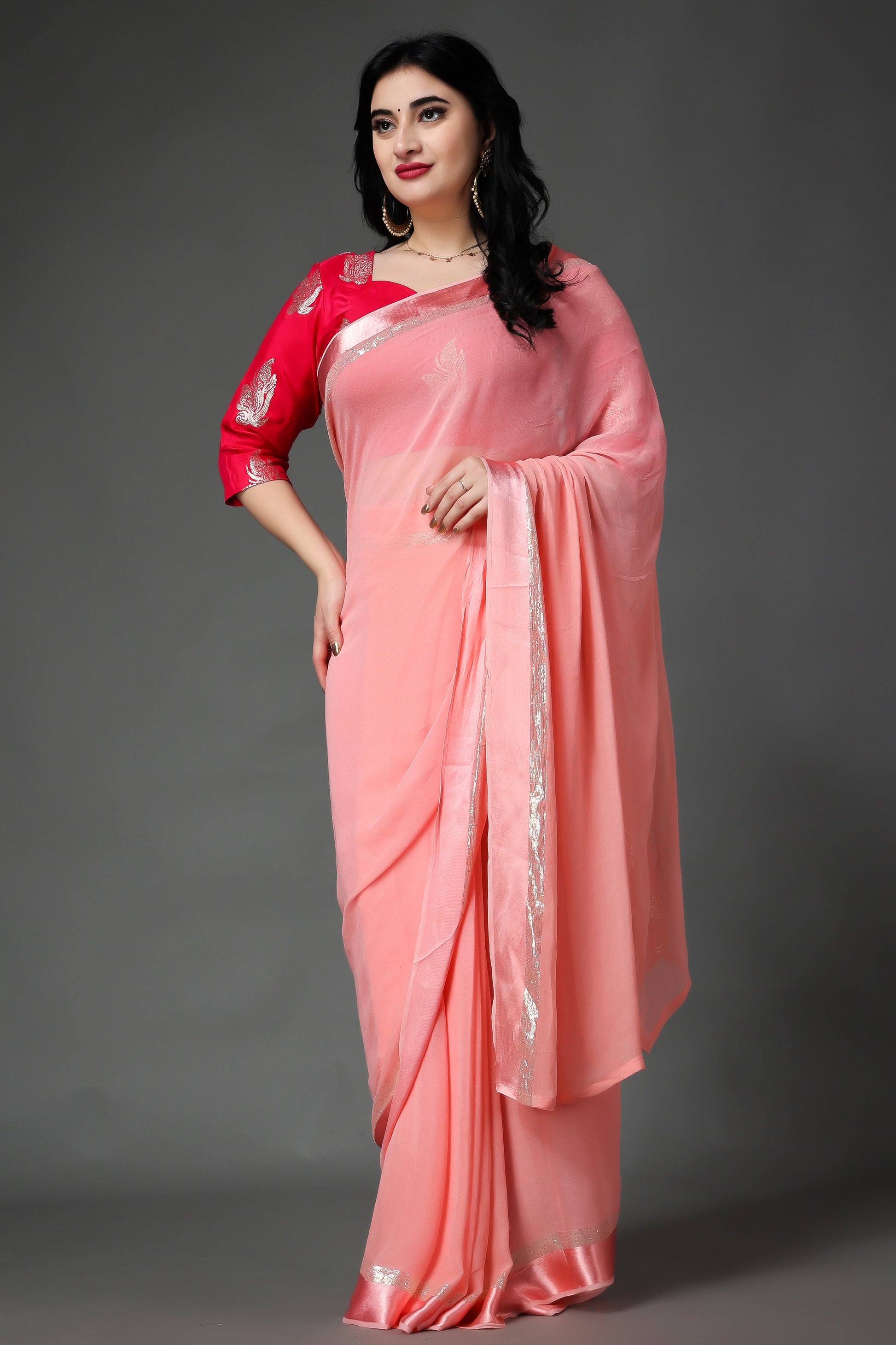 Women Plus Size Modish Magenta Silk Blouse