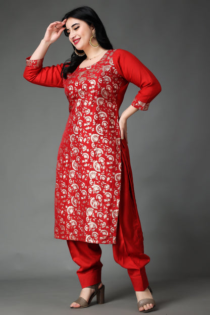 Women Plus Size Scarlet Sparkle Jacquard Silk Suit