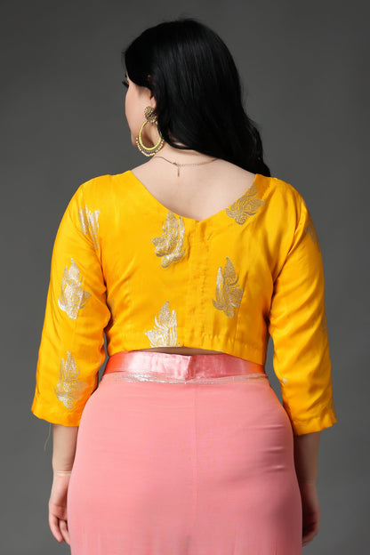 Women Plus Size Mustard Gold Silk Blouse