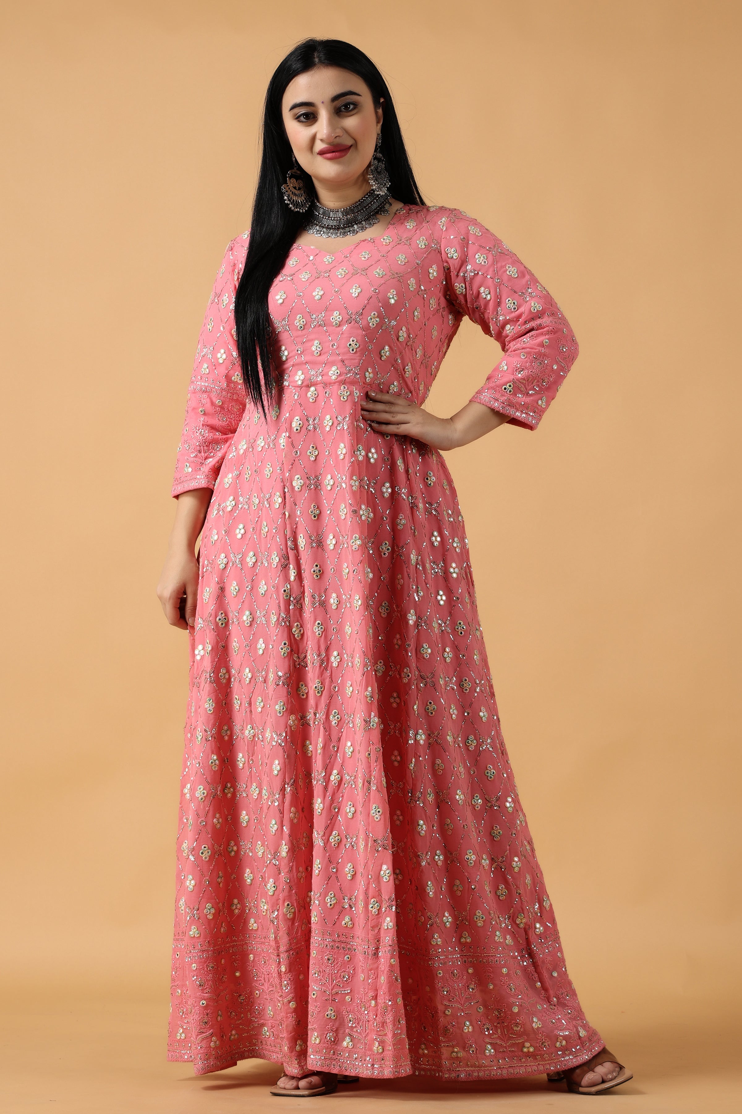 Chikan anarkali outlet suits