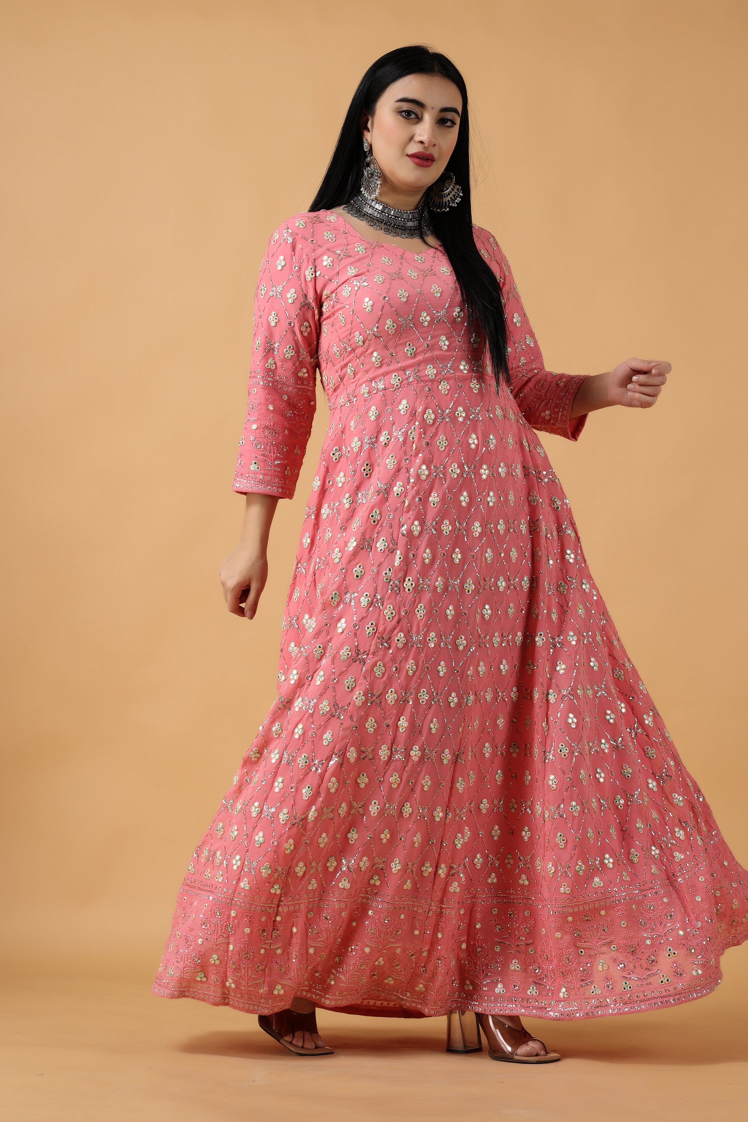 Buy Beautiful Plus Size Rayon Indigo Hand Block Printed Full Flrai Anarkali  Gown With Chiffon Dupatta Set, Plus Size Dress, Gown for Women Online in  India - Etsy