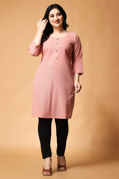 Pastel Pink Zari Woven Kurta
