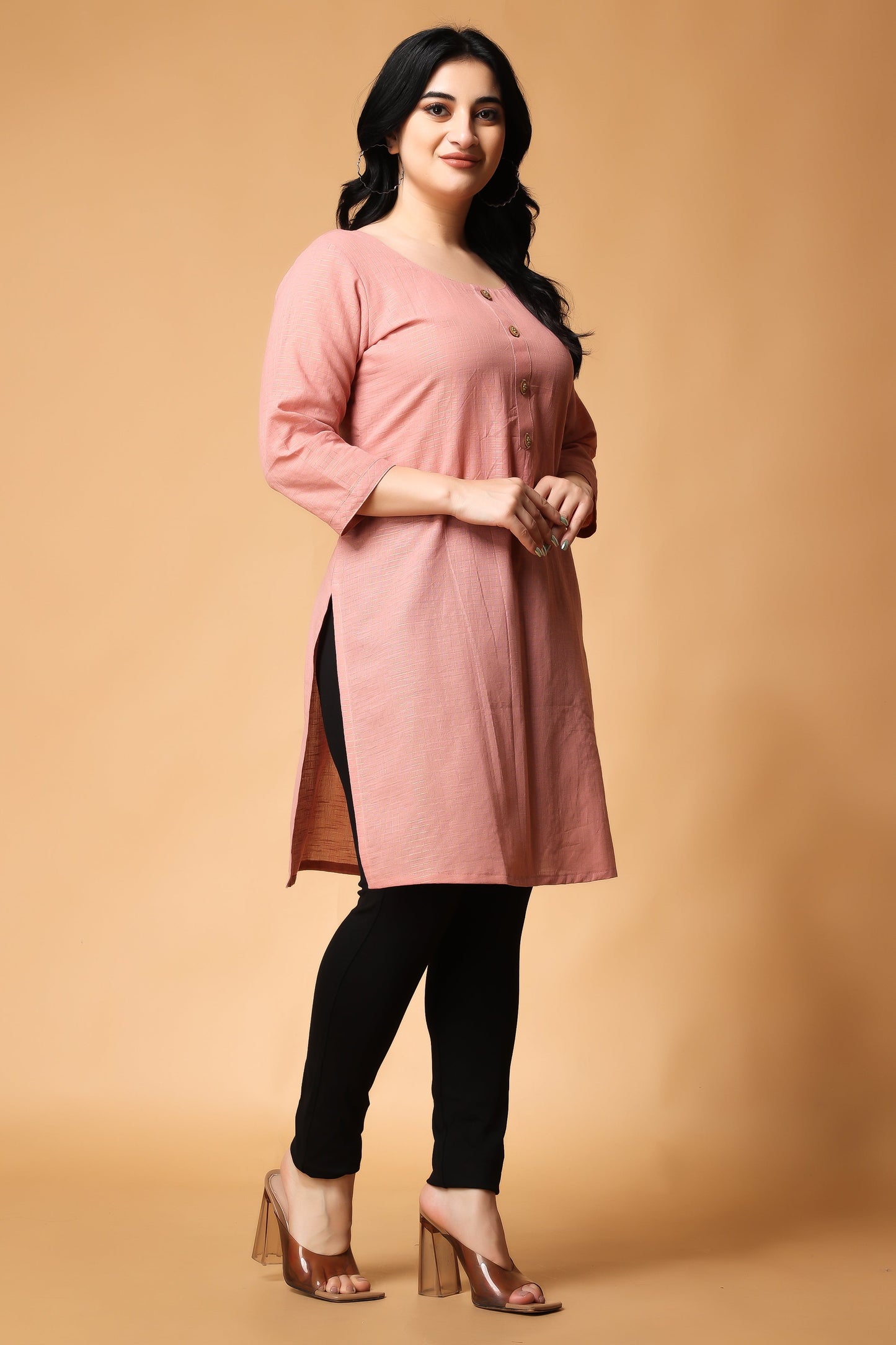 Pastel Pink Zari Woven Kurta