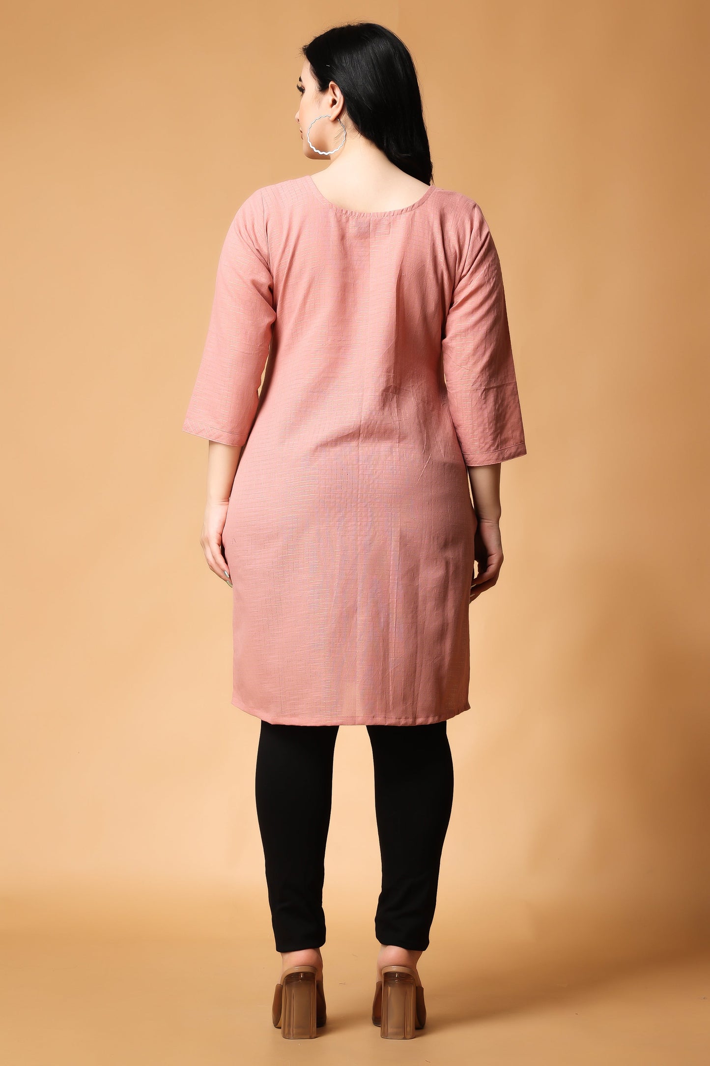 Pastel Pink Zari Woven Kurta