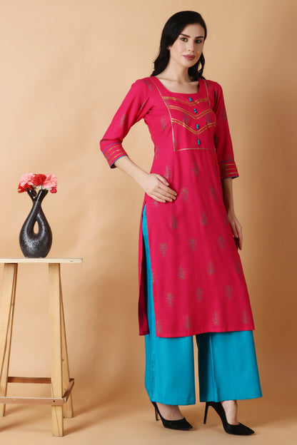 Woman Plus Size Pink Dazzling Kurta Set