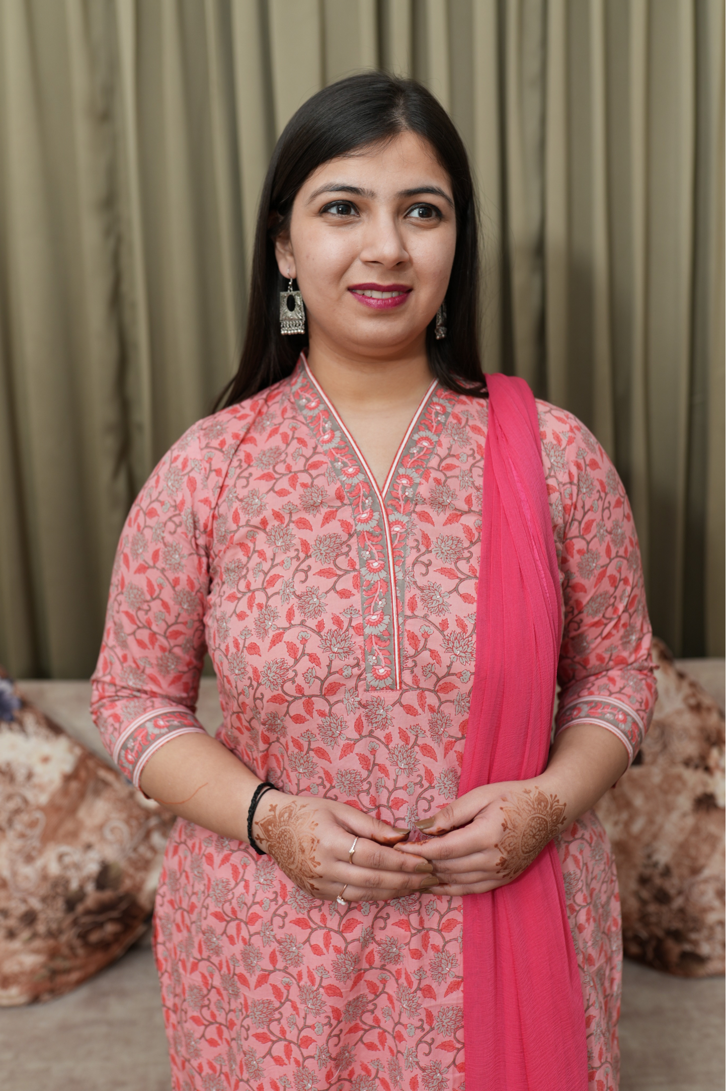 Blush Blossom Cotton Afghani Suit