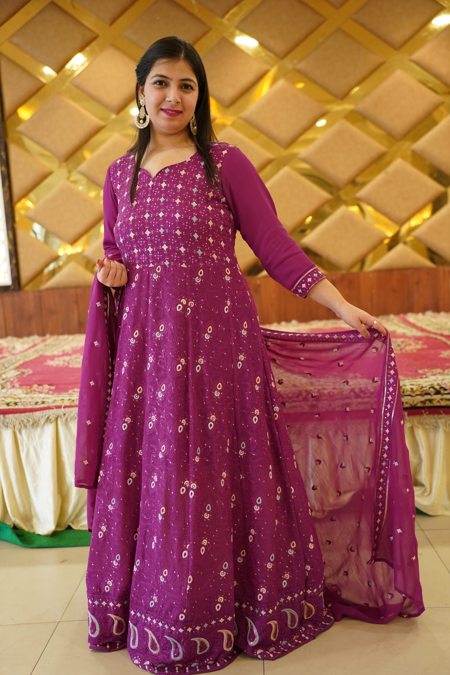 Radiant Purple Georgette Dress with Dupatta