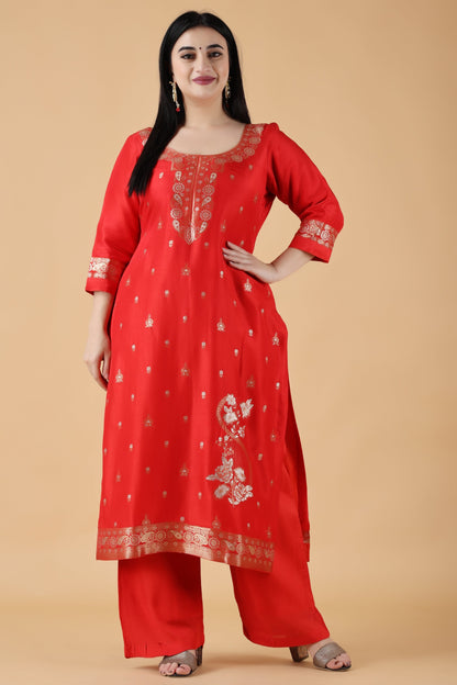 Chilly Pepper Jacquard Silk Suit