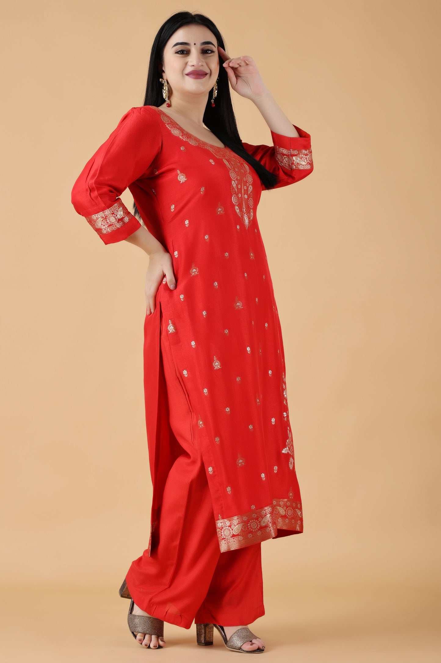 Chilly Pepper Jacquard Silk Suit