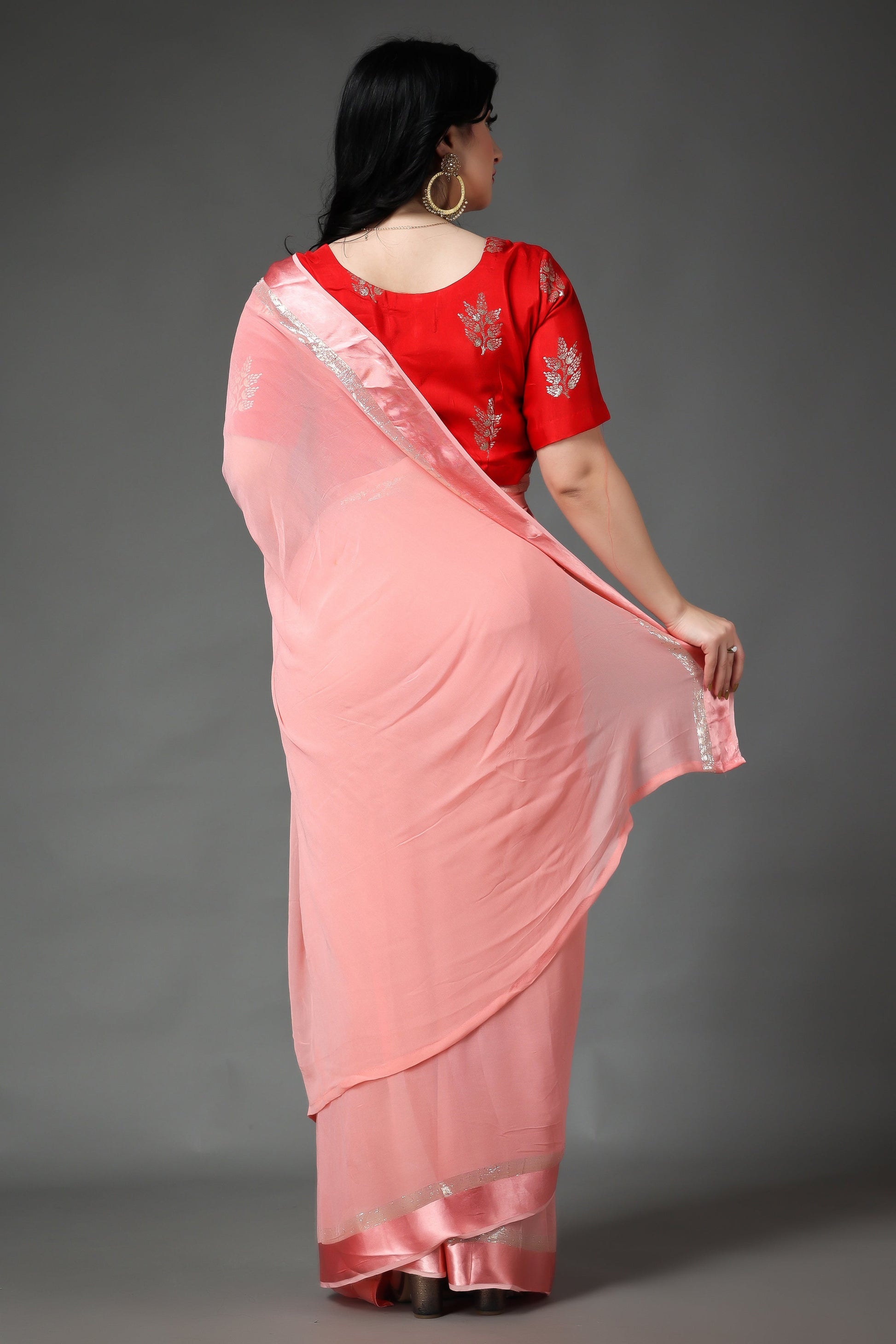 Women Plus Size Festive Red Silk Blouse