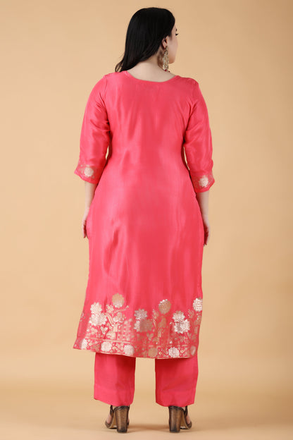 Rose Glow Silk Dress Material