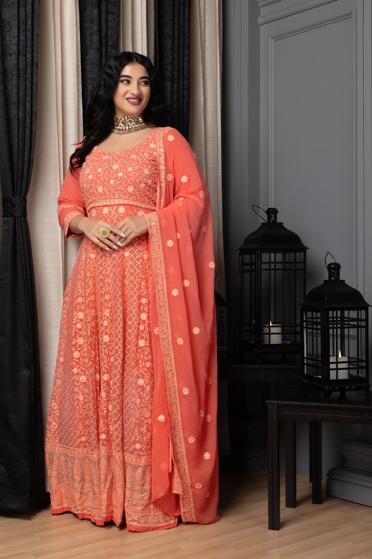 Women Plus Size Madhur Mishri Lucknowi Dress